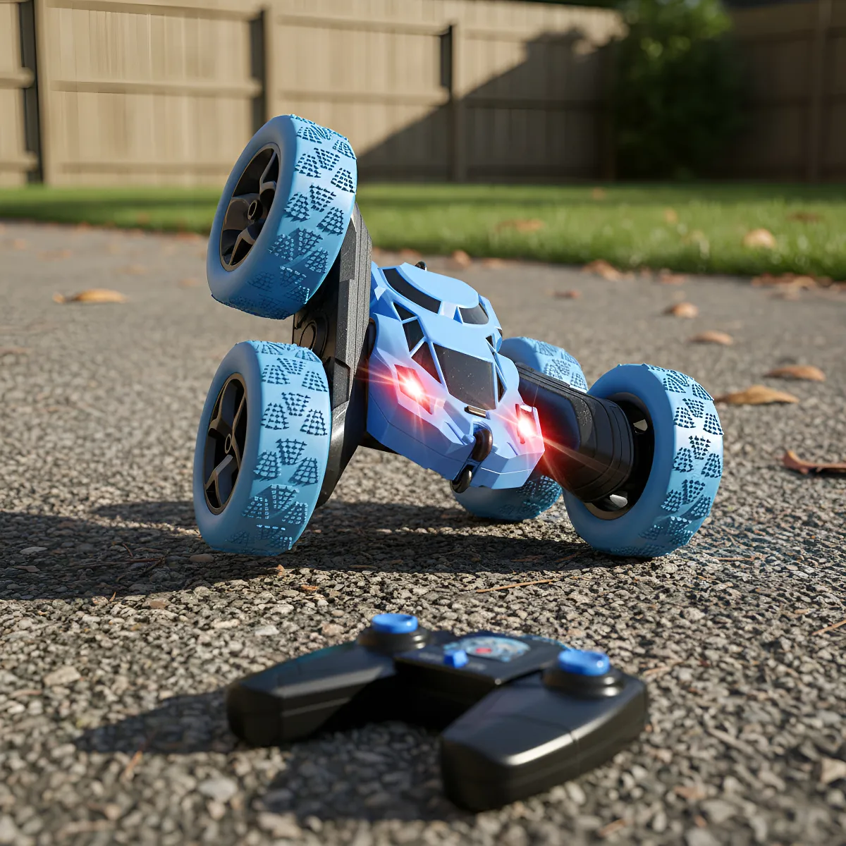 Carrinho Pirueta Quick Run 360° Com Led Para Crianças Azul