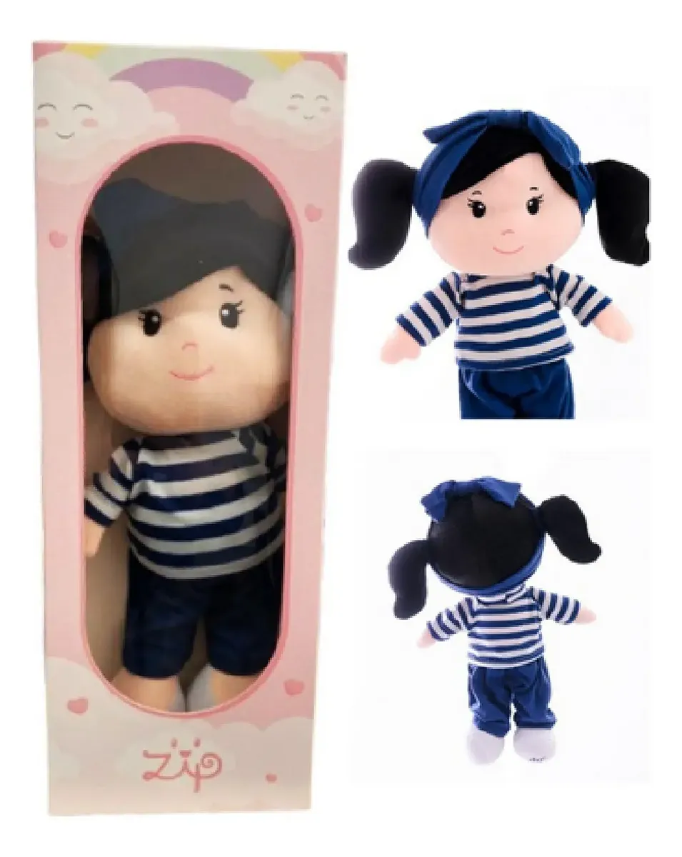 Boneca De Pelúcia Anaju Cabelo Preto - Imagem 2